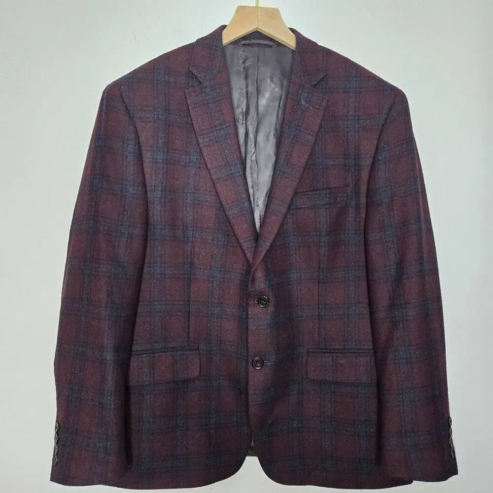 Lauren Ralph Lauren Plaid Wool Blend Blazer Size 44S Tartan Classic